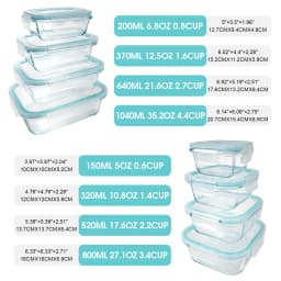 24 Pcs Glass Food Storage Containers Set Modern Clear Borosilicate Glass Meal Prep Containers Airtight Leakproof Teal Locking Lids Microwave Oven Safe Bento Box Bins For Kitchen Pantry Office Picnic Housewarming Gift