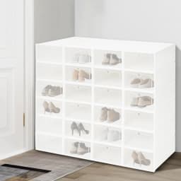24Pcs Shoe Storage Box 13 Inch Clear Stackable Foldable Organizer Case with Breathable Heart Holes Dustproof Containers for Sneakers Heels Boots Under Bed Closet Bedroom Entrance Hall Living Room Dorm