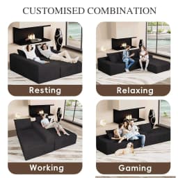 96" L-Shaped Corduroy Cloud Sectional Sofa, Boneless Deep Seat Couch with Compressed Memory Foam & Chaise, Customized