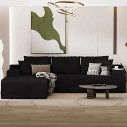 96" L-Shaped Corduroy Cloud Sectional Sofa, Boneless Deep Seat Couch with Compressed Memory Foam & Chaise, Customized