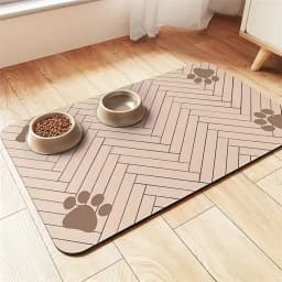 Dog Cat Feeding Mat Square Rubber Backing Non Slip Water Absorbent Heavy Duty Pet Food Placemat
