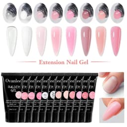 Ovanlee 12 Color Nail Crystal Extension Adhesive UV Solid, Paper Free Quick Extension Model Adhesive 30ml