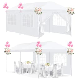 10x20/10x30 Party Tent & Outdoor Canopy (20-30+ Person Capacity) - Large White Event Shelter with Removable Sidewalls, Zipper Doors, Heavy-Duty Stakes, and Ropes for Weddings, BBQs, Backyards, and Celebrations(white)