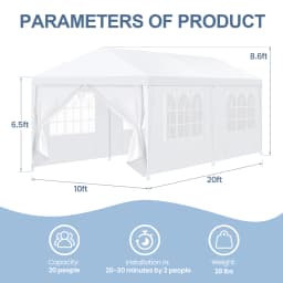 10x20/10x30 Party Tent & Outdoor Canopy (20-30+ Person Capacity) - Large White Event Shelter with Removable Sidewalls, Zipper Doors, Heavy-Duty Stakes, and Ropes for Weddings, BBQs, Backyards, and Celebrations(white)
