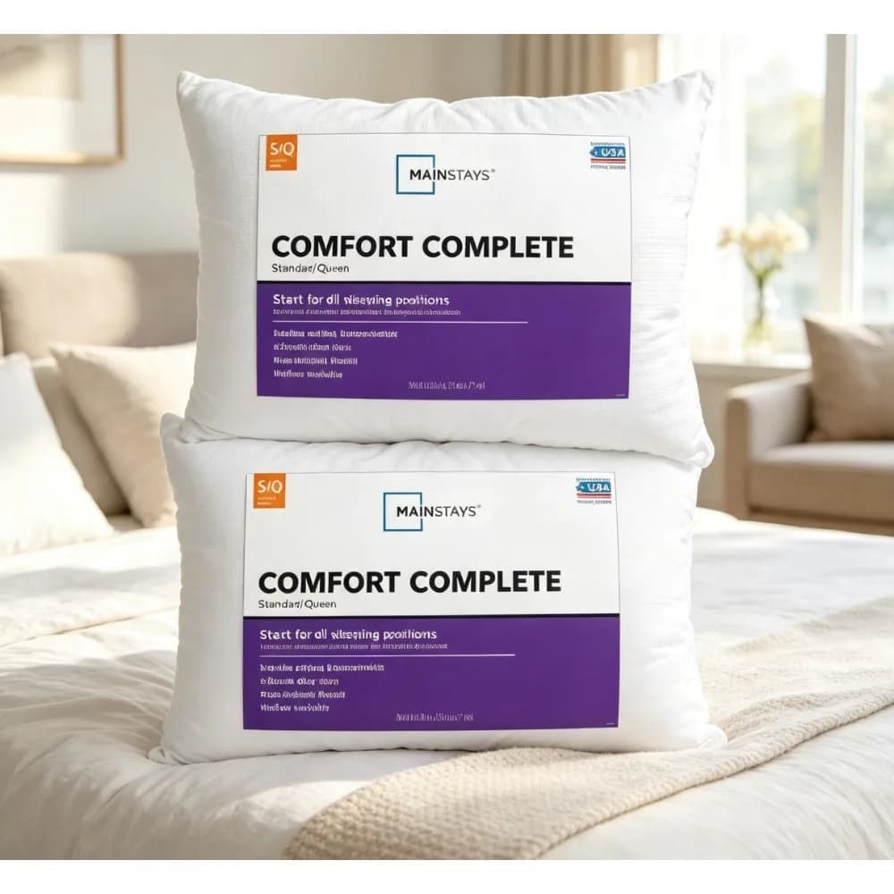 Comfort Complete Standard/Queen Size Bed Pillow 20"X28", Hypoallergenic Antimicrobial Pillow with Moisture‑Wicking Microfiber Cover
