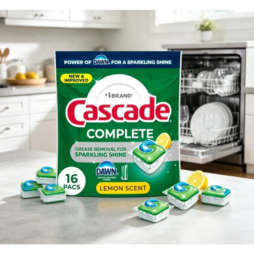 Phosphate‑Free Dishwasher Detergent Pods, Fast‑Dissolving Single Use Pacs for Hard Water and 24‑Hour Stuck‑On Food