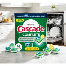 Phosphate‑Free Dishwasher Detergent Pods, Fast‑Dissolving Single Use Pacs for Hard Water and 24‑Hour Stuck‑On Food