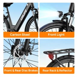 URLIFE E26 26" Electric Commuter Bike for Adults, 750W Motor 48V 10.4AH Removable Battery, 7-Speed 80KM Range E-bike 20MPH