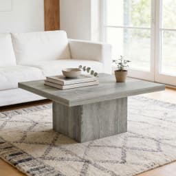 Homcom Square Coffee Table 1.6" Thick Tabletop 31.5"X31.5" Gray Wood Grain