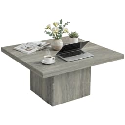 Homcom Square Coffee Table 1.6" Thick Tabletop 31.5"X31.5" Gray Wood Grain