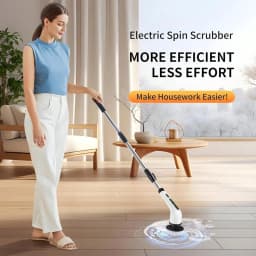 Electric Bathroom Cleaning Brush, Cordless Spin Scrubber Full Body Waterproof IPX7 With Adjustable Handle, 8 Replaceable Brush Heads For Bathtub/Kitchen/Window/Home.