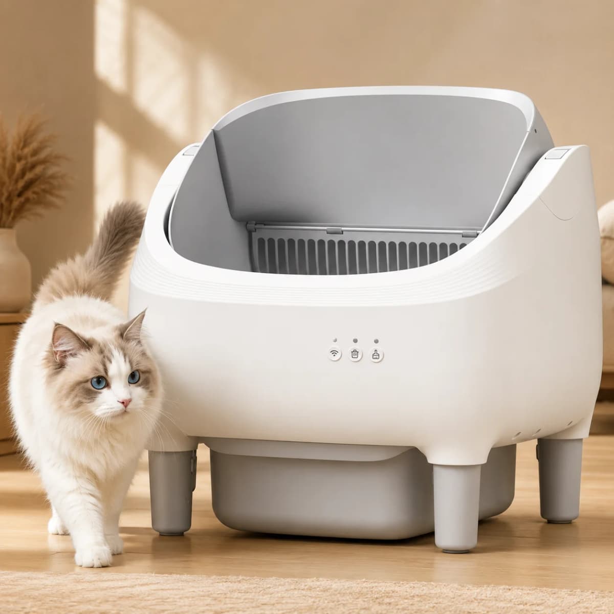 Cumrige Smart Self‑Cleaning Cat Litter Box, App WiFi Control Automatic Cat Toilet, Large Capacity Anti‑Pinch Safety Odor Removal for Multiple Cats Home Use