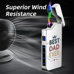 1pc Windproof Electric Arc Lighter with The Text BEST DAD EVER, Retro Style, USB Rechargeable, Dual Arc, Flameless Lighter, Metal Casing, Battery Display, Long-Lasting, a Gift for Dad, Portable, Father'S Day Gift, Valentine'S Day Gift
