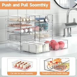 16 Drawers Acrylic Makeup Organizer, 4 Set Clear Desk Storage Drawers, Dustproof Desktop Organizer for Office Supplies, Jewelry, Pens & Cosmetics, Countertop