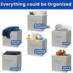 12 Pack Storage Cubes 13 Inch Modern Grey Fabric Storage Bins Collapsible Closet Storage Boxes Organizer Container Unit With Dual Handles For Shelves Clothes Toys Nursery Bedroom Housewarming Gift
