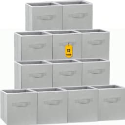 12 Pack Storage Cubes 13 Inch Modern Grey Fabric Storage Bins Collapsible Closet Storage Boxes Organizer Container Unit With Dual Handles For Shelves Clothes Toys Nursery Bedroom Housewarming Gift