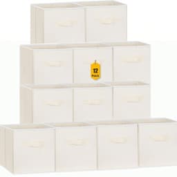 12 Pack Storage Cubes 13 Inch Modern Grey Fabric Storage Bins Collapsible Closet Storage Boxes Organizer Container Unit With Dual Handles For Shelves Clothes Toys Nursery Bedroom Housewarming Gift