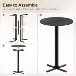 Round Bar Table Set of 2, Counter Height Pub Table, Bar Height Cocktail Table, Versatile Use, for Dining Room, Kitchen, Bar, Pub, Cafe, Black BT10L2BB