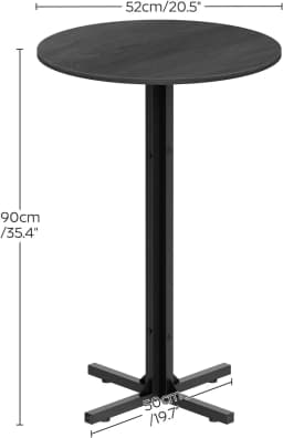 Round Bar Table Set of 2, Counter Height Pub Table, Bar Height Cocktail Table, Versatile Use, for Dining Room, Kitchen, Bar, Pub, Cafe, Black BT10L2BB
