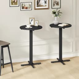 Round Bar Table Set of 2, Counter Height Pub Table, Bar Height Cocktail Table, Versatile Use, for Dining Room, Kitchen, Bar, Pub, Cafe, Black BT10L2BB