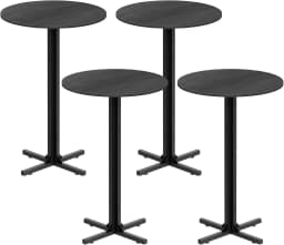 Round Bar Table Set of 2, Counter Height Pub Table, Bar Height Cocktail Table, Versatile Use, for Dining Room, Kitchen, Bar, Pub, Cafe, Black BT10L2BB