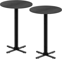 Round Bar Table Set of 2, Counter Height Pub Table, Bar Height Cocktail Table, Versatile Use, for Dining Room, Kitchen, Bar, Pub, Cafe, Black BT10L2BB