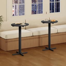 Round Bar Table Set of 2, Counter Height Pub Table, Bar Height Cocktail Table, Versatile Use, for Dining Room, Kitchen, Bar, Pub, Cafe, Black BT10L2BB