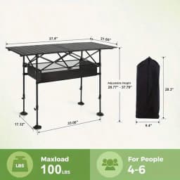Outdoor Folding Portable Picnic And Camping Table, Aluminum Roll-Up Table With Easy-To-Carry Bags, Suitable For Indoor And Outdoor Use, Camping, Beaches, Backyards, Barbecues, Parties, Terraces, Picnics