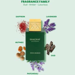 Swiss Arabian Shaghaf Oud Royale Spicy, Oud, Aromatic Fragrance - Notes of Saffron and Lavender - Perfume for Women and Men - 2.5 oz EDP Spray