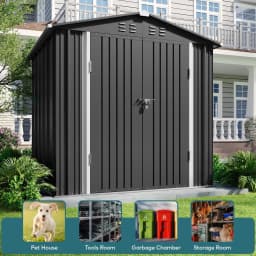 Outdoor Storage Shed, Metal Garden Shed, Dark Gray | Double Lockable Doors, Anti-Corrosion Metal Garden Shed, Fits Backyard/Patio/Lawn, Spacious Storage Clearance, Durable Steel