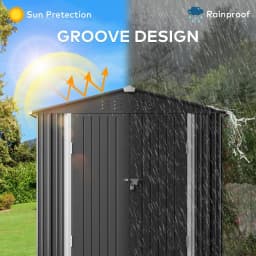 Outdoor Storage Shed, Metal Garden Shed, Dark Gray | Double Lockable Doors, Anti-Corrosion Metal Garden Shed, Fits Backyard/Patio/Lawn, Spacious Storage Clearance, Durable Steel