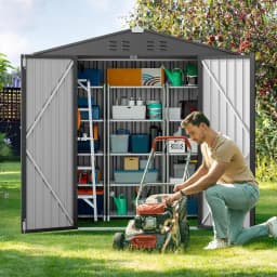 Outdoor Storage Shed, Metal Garden Shed, Dark Gray | Double Lockable Doors, Anti-Corrosion Metal Garden Shed, Fits Backyard/Patio/Lawn, Spacious Storage Clearance, Durable Steel