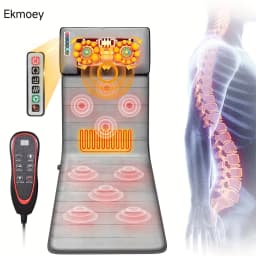 Ekmoey Full Body Massager Mat with Heat & Movable Shiatsu Neck Back Massager Pillow, Lumbar Traction & Relax,9 Vibration Motors & Back Heating Pad,Full Body Massager for Neck Back Waist Hip Leg, Massage Gift For Mom/Dad/Women/Men, Christmas Gift