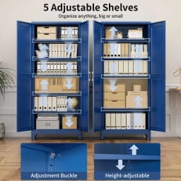 Polup 75" Pantry Cabinet with 5 Adjustable Shelving Tall Metal Storage Cabinet Blue Modern Kitchen Cabinet for Kitchen