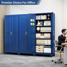Polup 75" Pantry Cabinet with 5 Adjustable Shelving Tall Metal Storage Cabinet Blue Modern Kitchen Cabinet for Kitchen