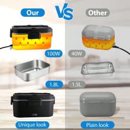 100W Electric Heated Lunch Box, Stainless‑Steel Food Container, Portable Car‑Home Dual‑Use Food Warmer with Insulated Carry Bag for Office, Travel, Road Trip