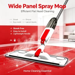 Large Panel Spray Flat Mop with One-button Water Spray, Wet & Dry Dual Use, 360° Rotatable Mop Head for High-efficiency Large-area Cleaning, lightweight Labor-saving Floor Cleaner, Suitable for Tile, Wood, Marble and All Hard Floors. Home Cleaning Kit Inc