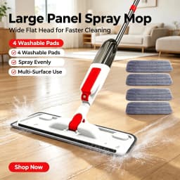 Large Panel Spray Flat Mop with One-button Water Spray, Wet & Dry Dual Use, 360° Rotatable Mop Head for High-efficiency Large-area Cleaning, lightweight Labor-saving Floor Cleaner, Suitable for Tile, Wood, Marble and All Hard Floors. Home Cleaning Kit Inc