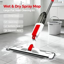 Large Panel Spray Flat Mop with One-button Water Spray, Wet & Dry Dual Use, 360° Rotatable Mop Head for High-efficiency Large-area Cleaning, lightweight Labor-saving Floor Cleaner, Suitable for Tile, Wood, Marble and All Hard Floors. Home Cleaning Kit Inc