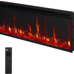 42 inch embedded/wall mounted electric fireplace with 750W/1500W two-stage heating 12 colors flame 0.5-9 hours timer with remote control black