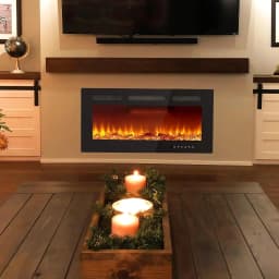 42 inch embedded/wall mounted electric fireplace with 750W/1500W two-stage heating 12 colors flame 0.5-9 hours timer with remote control black