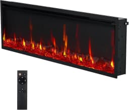 42 inch embedded/wall mounted electric fireplace with 750W/1500W two-stage heating 12 colors flame 0.5-9 hours timer with remote control black
