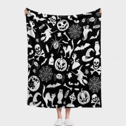 Halloween-themed blanket, 50x60 inches, graffiti blanket, soft and comfortable flannel blanket, paintable blanket, adult blanket, washable.