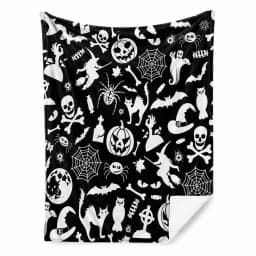 Halloween-themed blanket, 50x60 inches, graffiti blanket, soft and comfortable flannel blanket, paintable blanket, adult blanket, washable.