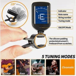 Guitar Tuner Rotatable Clip-on Tuner LCD Display For Multifunction-Instrument-Tuner Acoustic Guitar Bass Ukulele Guitar Accessories