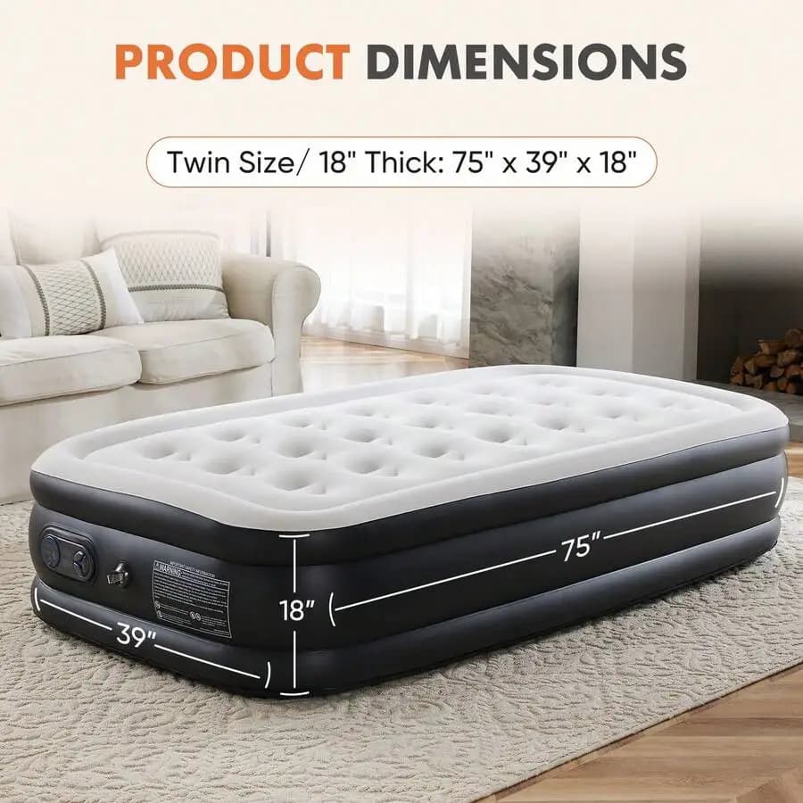 Air Mattress, Portable Low Noise Colchone Inflable With Built In Pump, Maximum Weight Capacity 600 Lbs Air Bed For Camping