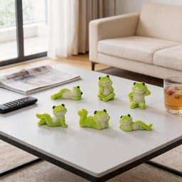 6Pcs Cute Lazy Frog Figurines Set, Resin Miniature Frog Ornaments, Aesthetic Desk Decor for Workspace, Micro Landscape Accessories, Cottagecore Room Party Favors & DIY Craft Decor