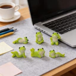 6Pcs Cute Lazy Frog Figurines Set, Resin Miniature Frog Ornaments, Aesthetic Desk Decor for Workspace, Micro Landscape Accessories, Cottagecore Room Party Favors & DIY Craft Decor