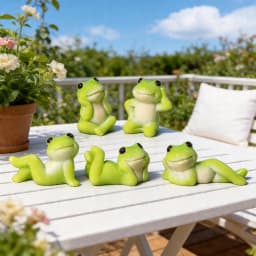 6Pcs Cute Lazy Frog Figurines Set, Resin Miniature Frog Ornaments, Aesthetic Desk Decor for Workspace, Micro Landscape Accessories, Cottagecore Room Party Favors & DIY Craft Decor