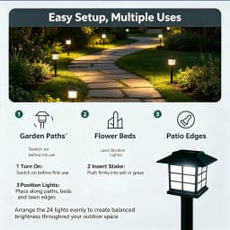 24/12/6/2 pcs Solar Garden Lights,Outdoor Waterproof Solar Light LED Pathway Lights , Decorative Landscape Lighting for Yard Lawn Walkway Patio Driveway